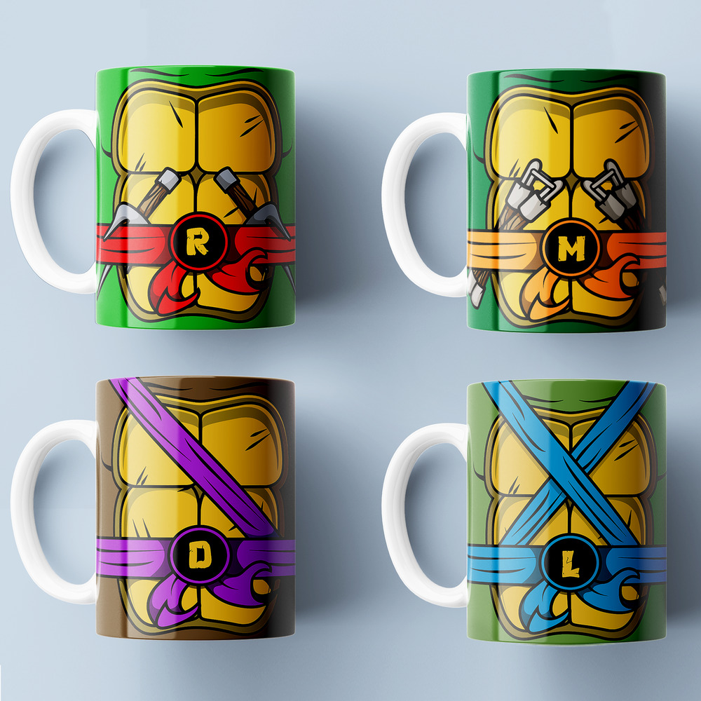 Personalize TMNT Teenage Mutant Ninja Turtles 11oz Coffee Mug 4pcs/Set